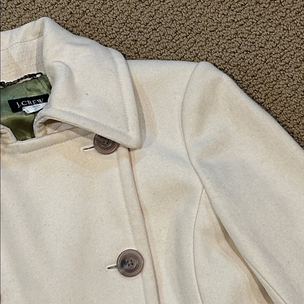 Vintage J. Crew Pea Coat size Small Cream Wool Blend Preppy Classic - Picture 5 of 17